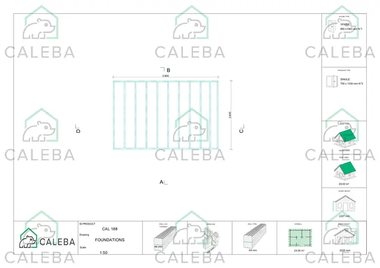 Casetta da giardino CHIARA 24 m², piano fondazione