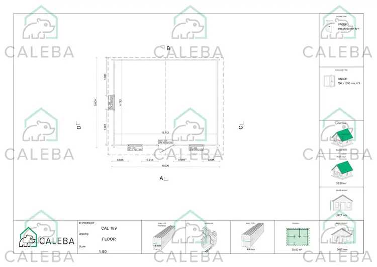 Casa in legno da giardino CHIARA 30 m², planimetria