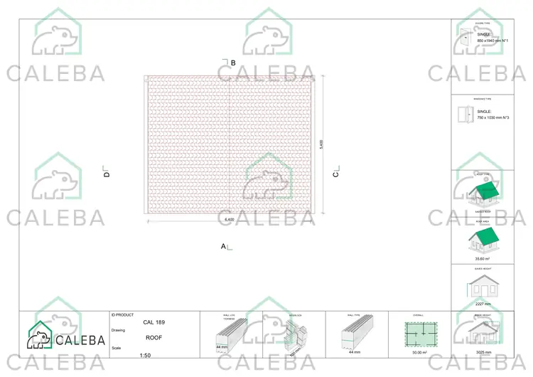 Casa in legno da giardino CHIARA 30 m², pianta copertura