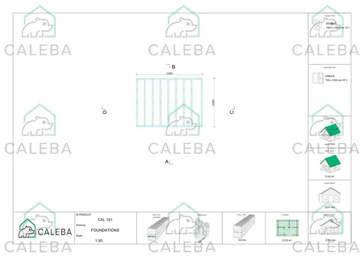 Casa in legno da giardino ARIZONA 12 m², piano fondazione