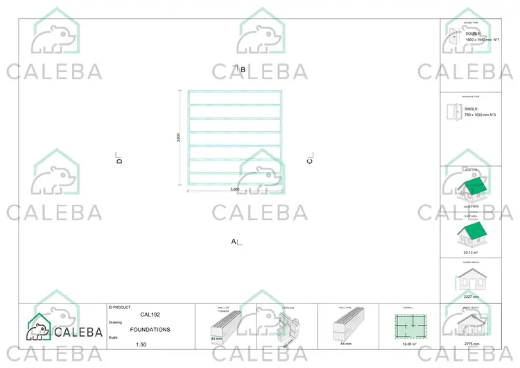 Casetta in legno ARIZONA 16 m², piano fondazione