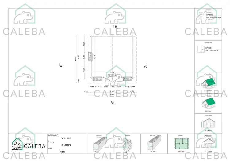 Casetta in legno ARIZONA 16 m², planimetria