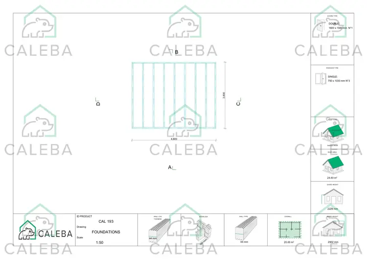 Casa in legno da giardino ARIZONA 20 m², piano fondazione