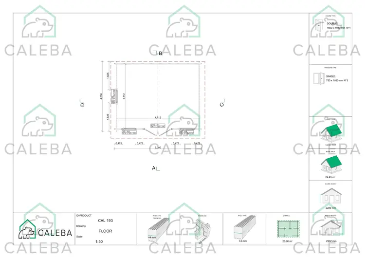 Casa in legno da giardino ARIZONA 20 m², planimetria