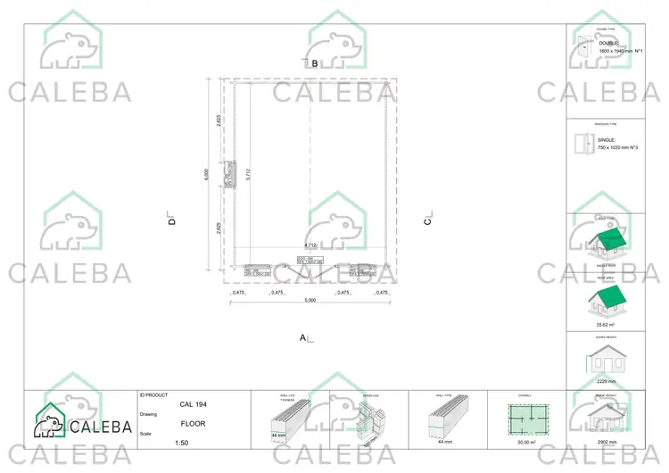 Casetta in legno ARIZONA 30 m², planimetria