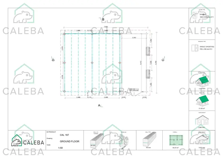 Tettoia doppia in legno con ripostiglio 45.03 m², planimetria