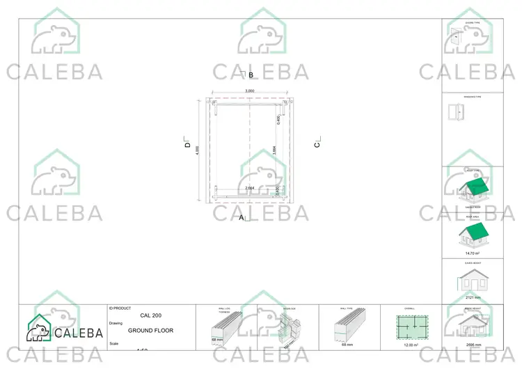 Gazebo di legno STELLA 12 m², planimetria
