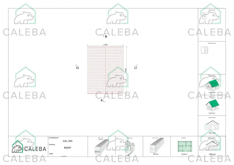 Gazebo di legno STELLA 12 m², pianta copertura