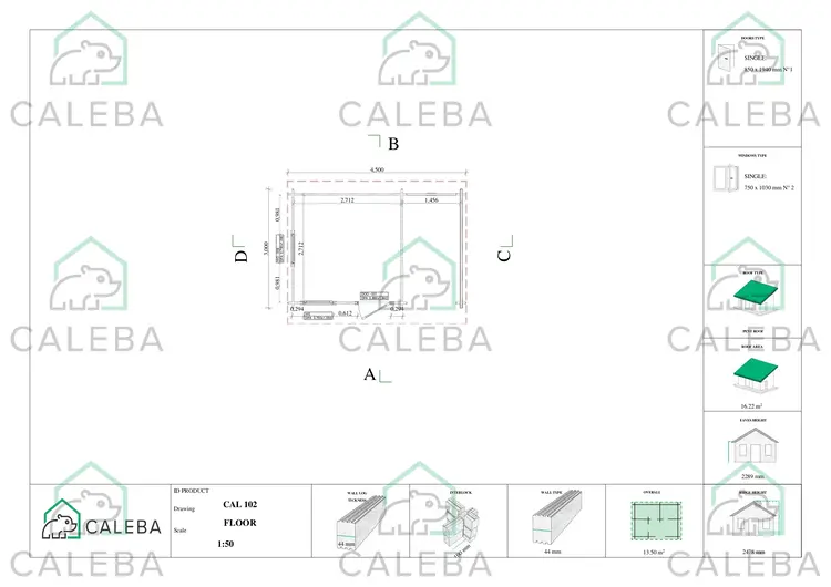 Casa in legno da giardino LISA 13 m², planimetria