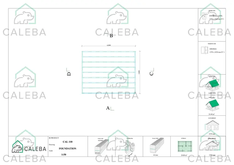 Casa in legno da giardino JESSICA 20 m², piano fondazione