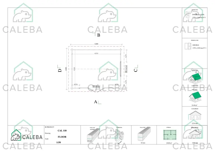 Casa in legno da giardino JESSICA 20 m², planimetria