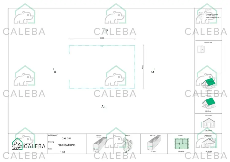 Garage di legno ventilato 26.04 m², piano fondazione