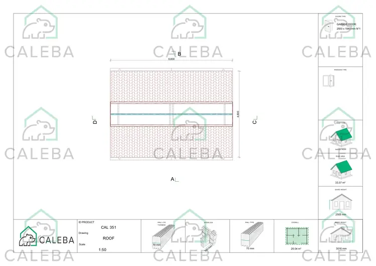Garage di legno ventilato 26.04 m², pianta copertura