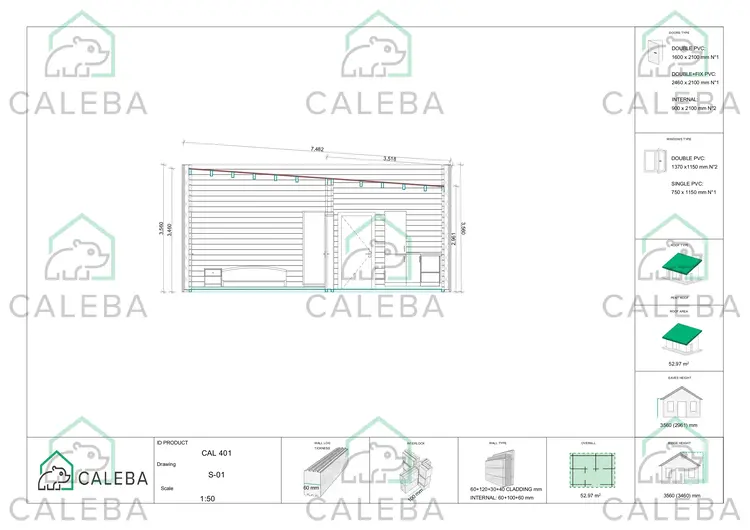Casa prefabbricata tetto piano YARA 53 m², interno
