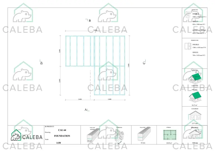 Casetta da giardino con veranda con 2 stanze SUSANNA 28.09 m², piano fondazione