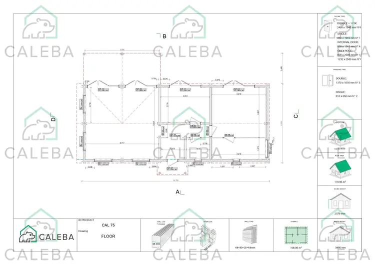 Casa in legno coibentata un piano AGNESE 108.06 m², planimetria