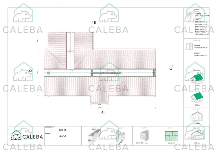 Casa in legno coibentata un piano AGNESE 108.06 m², pianta copertura