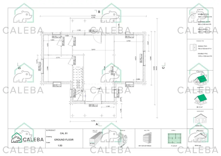 Casa prefabbricata in legno due piani GILDA, planimetria primo piano