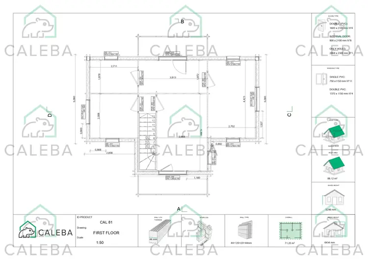 Casa prefabbricata in legno due piani GILDA, planimetria secondo piano