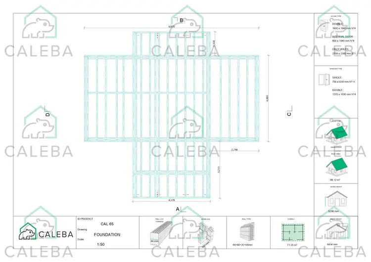 Casa coibentata in legno GILDA 98 m², piano fondazione