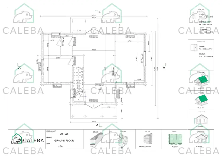 Casa coibentata in legno GILDA 98 m², planimetria primo piano