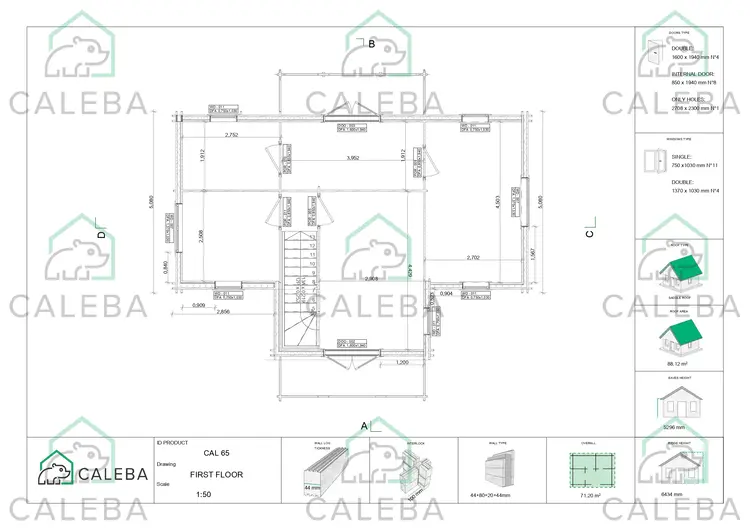 Casa coibentata in legno GILDA 98 m², planimetria secondo piano