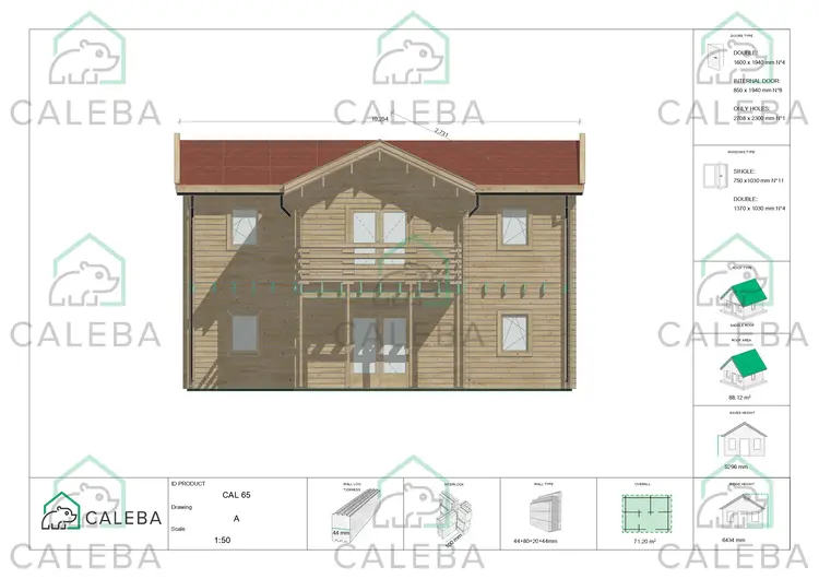 Casa coibentata in legno GILDA 98 m², lato A