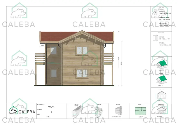 Casa coibentata in legno GILDA 98 m², lato C
