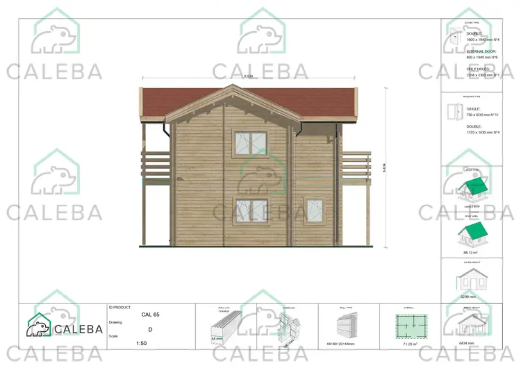 Casa coibentata in legno GILDA 98 m², lato D