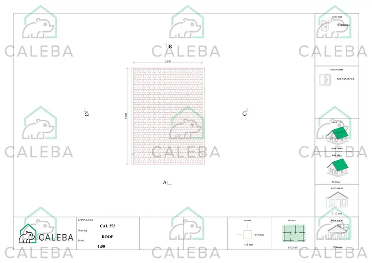 Tettoia di legno 14 m², pianta copertura
