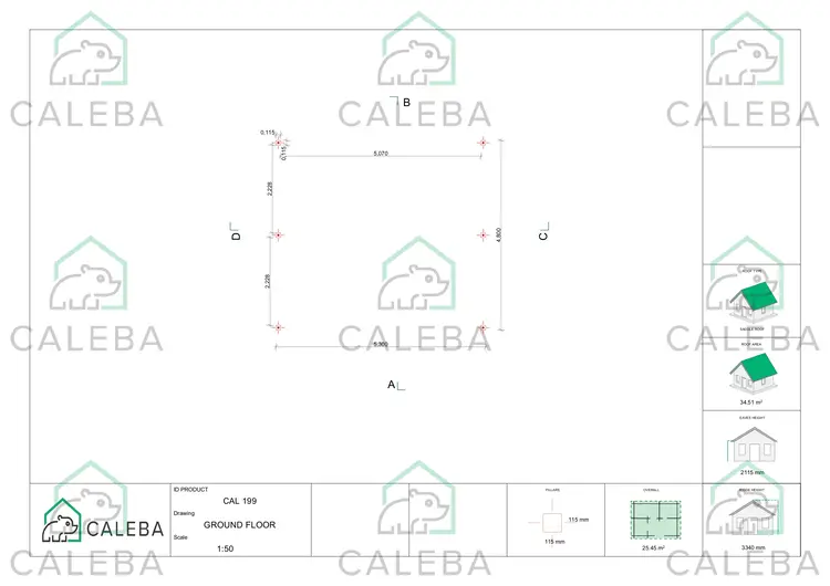 Tettoia in legno 25 m², planimetria