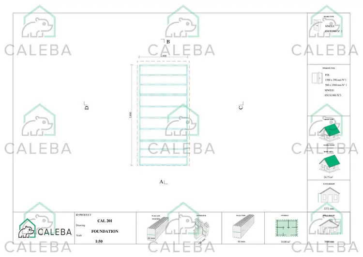 Casetta da giardino NINA 18 m², piano fondazione