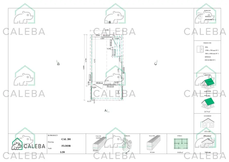 Casetta da giardino NINA 18 m², planimetria