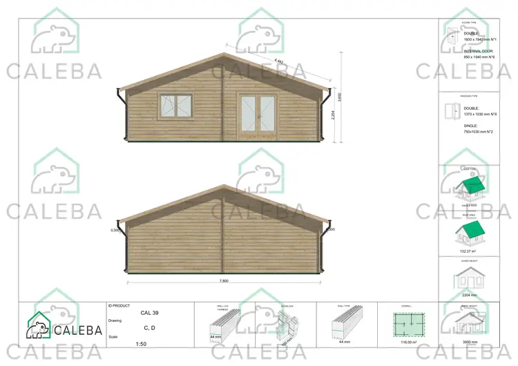 Casa in legno NIZZA 116 m², lato C/D