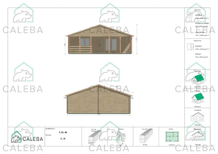 Casa di legno SOFIA 116 m², lato C/D