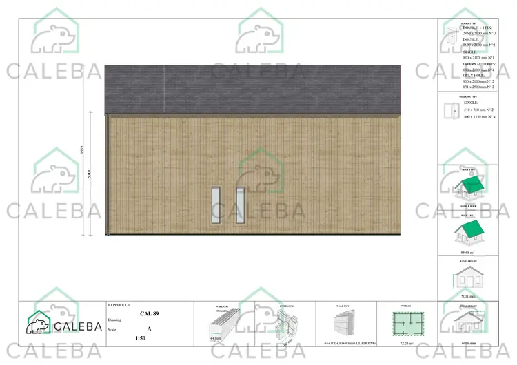Casa prefabbricata in legno bifamiliare CALIPSO, lato A