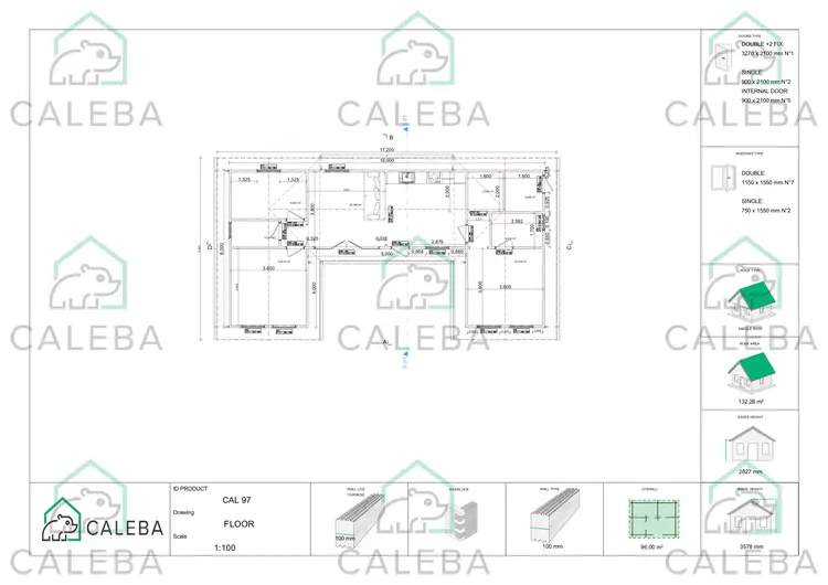 Casa in legno prefabbricata a ferro di cavallo AMBRA, planimetria