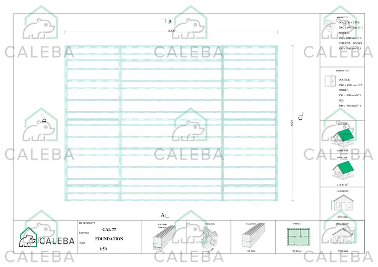 Casa in legno NATALIA 95 m², piano fondazione
