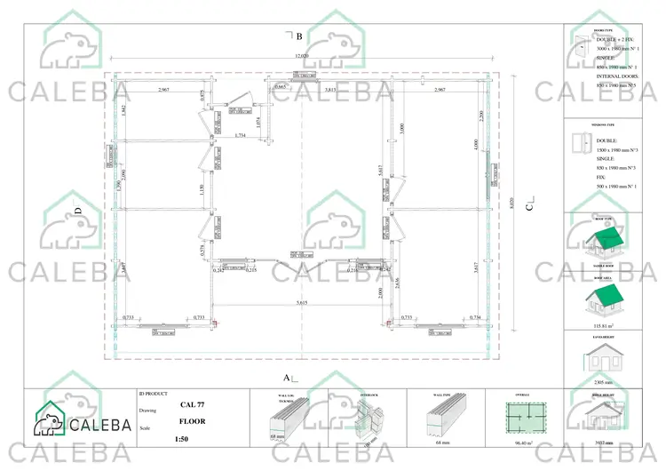 Casa in legno NATALIA 95 m², planimetria