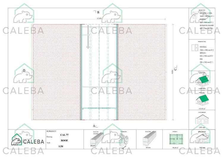 Casa in legno NATALIA 95 m², pianta copertura
