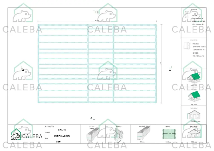 Casa di legno ROSALIA 95 m², piano fondazione