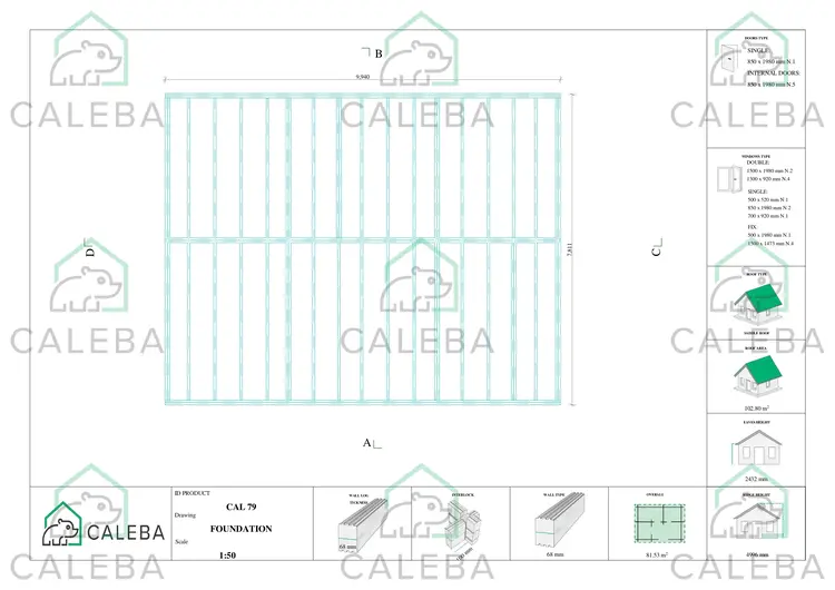 Casa in legno ASPEN 80 m², piano fondazione