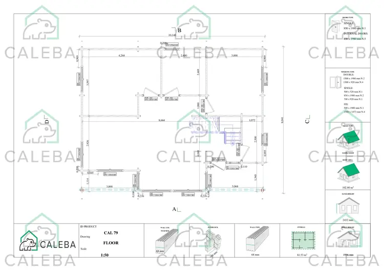 Casa in legno ASPEN 80 m², planimetria primo piano