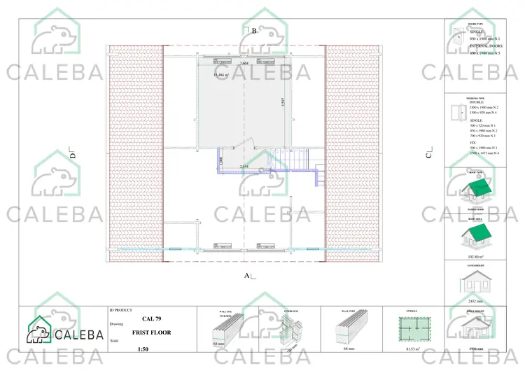 Casa in legno ASPEN 80 m², planimetria secondo piano
