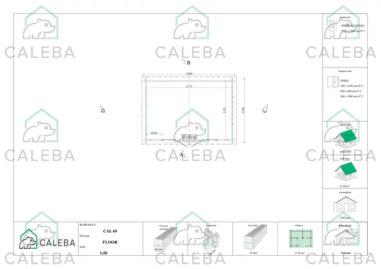 Casa in legno da giardino VIVIENNE 17.5 m², planimetria