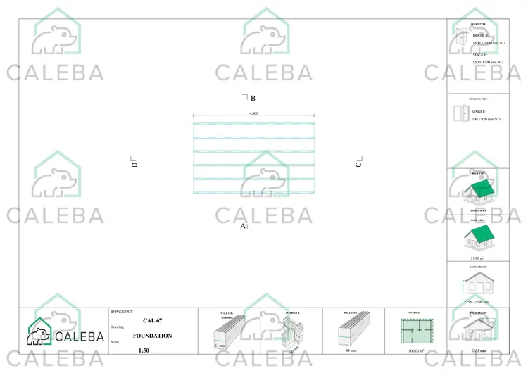 Casetta in legno ALLEGRA 15 m², piano fondazione