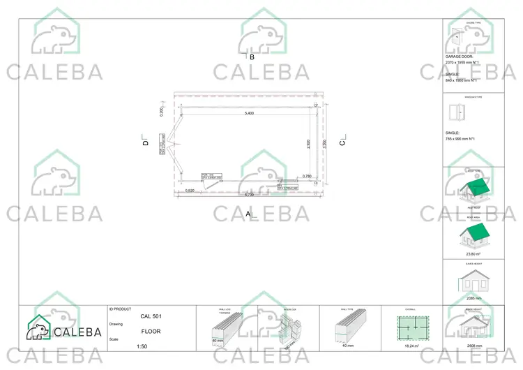 Garage di legno 18 m², planimetria