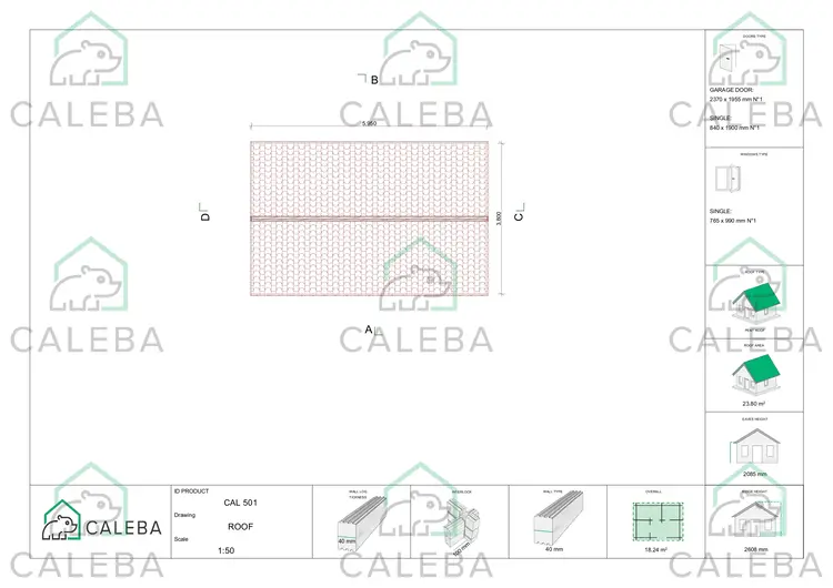 Garage di legno 18 m², pianta copertura