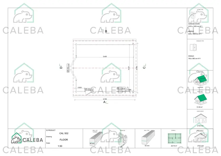 Garage in legno 25 m², planimetria