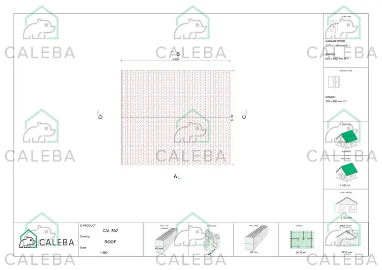Garage in legno 25 m², pianta copertura